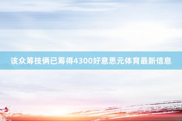 该众筹技俩已筹得4300好意思元体育最新信息
