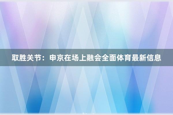 取胜关节：申京在场上融会全面体育最新信息