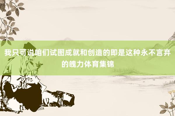 我只可说咱们试图成就和创造的即是这种永不言弃的魄力体育集锦