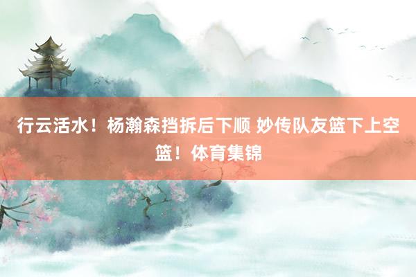 行云活水！杨瀚森挡拆后下顺 妙传队友篮下上空篮！体育集锦