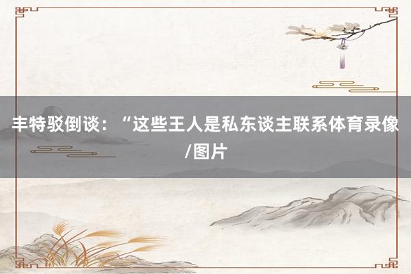 丰特驳倒谈：“这些王人是私东谈主联系体育录像/图片