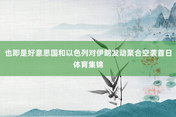 也即是好意思国和以色列对伊朗发动聚合空袭首日体育集锦