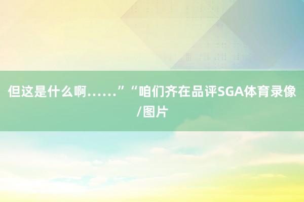 但这是什么啊……”“咱们齐在品评SGA体育录像/图片